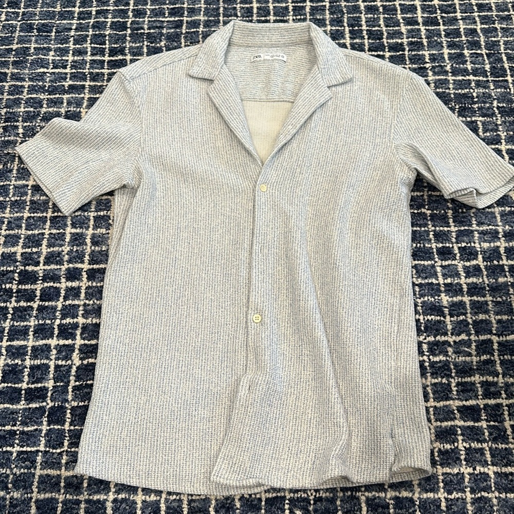 Zara Summer Blue White SS Button Down